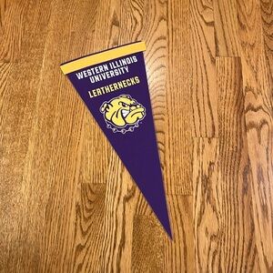 WESTERN ILLINOIS UNIVERSIY (WIU) LEATHERNECKS PENNANT PURPLE YELLOW AND WHITE